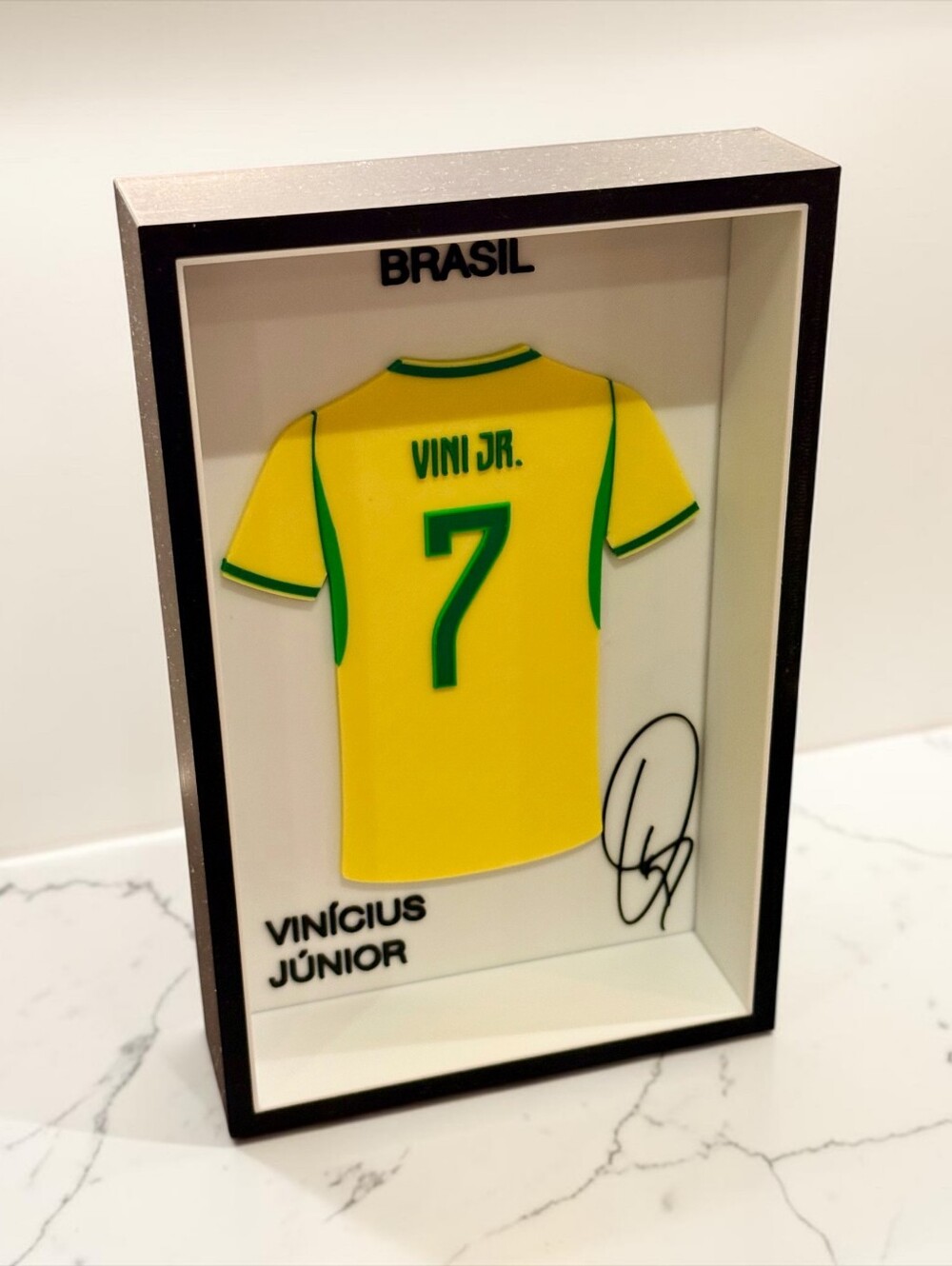 Vinicius Junior Brazil #7 3D Jersey Shadow Box Display Frame Soccer Gift - Picture 2 of 2